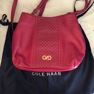 Cole Haan hot pink leather crossbody bag